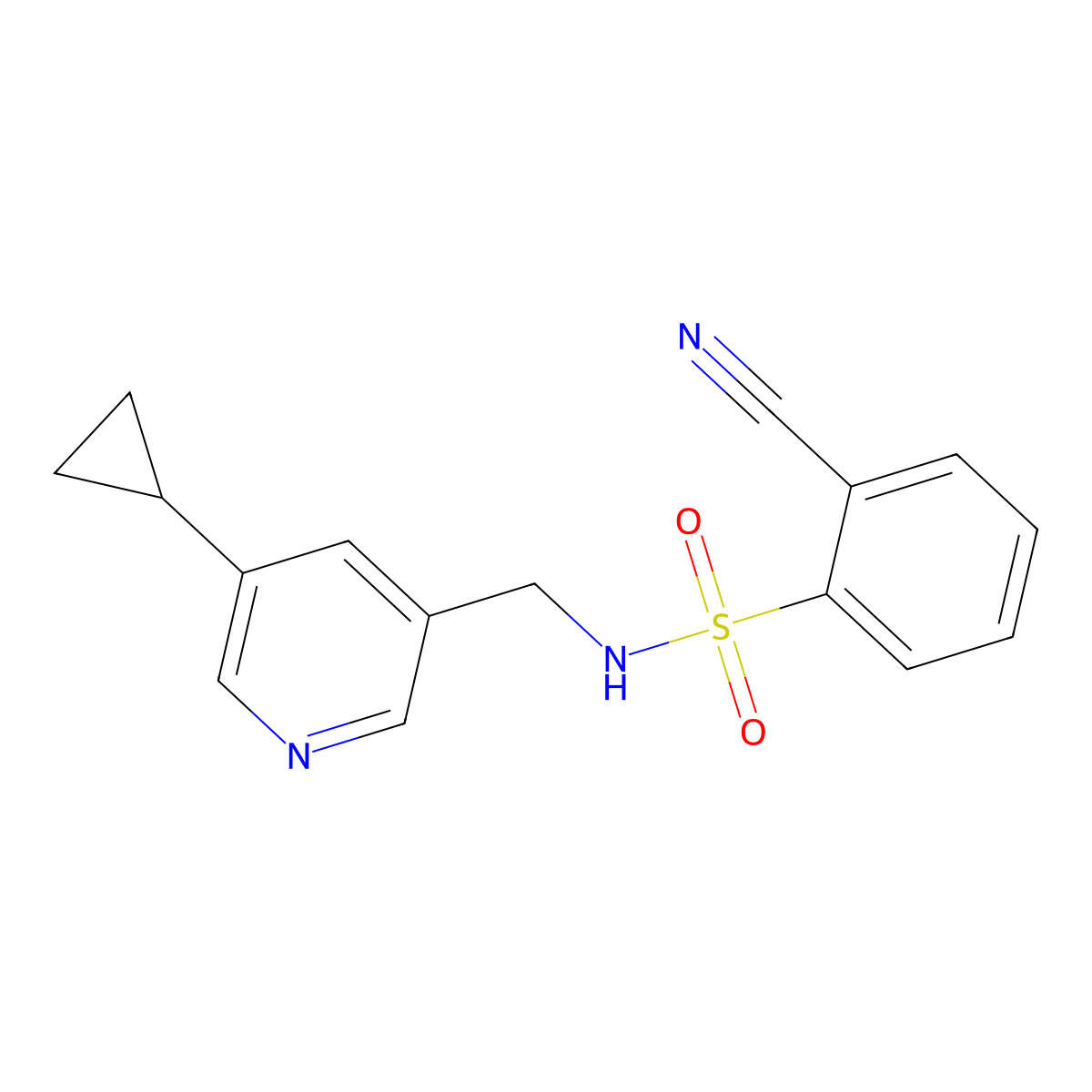 2-cyano-N-((5-cyclopropylpyridin-3-yl)methyl)benzenesulfonamide molecular structure, CAS 2034533-32-7