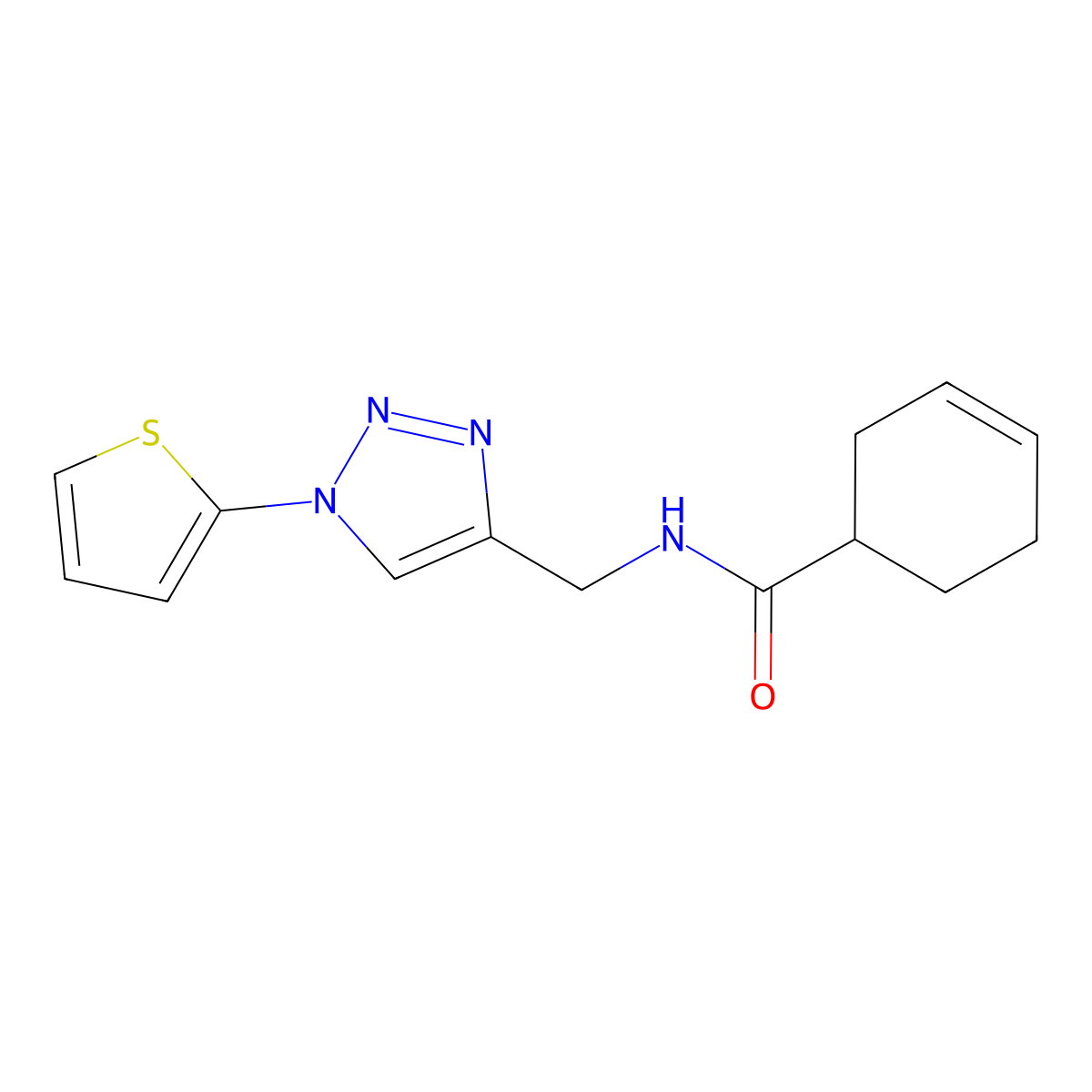 N-((1-(thiophen-2-yl)-1H-1,2,3-triazol-4-yl)methyl)cyclohex-3-enecarboxamide molecular structure, CAS 2034533-34-9