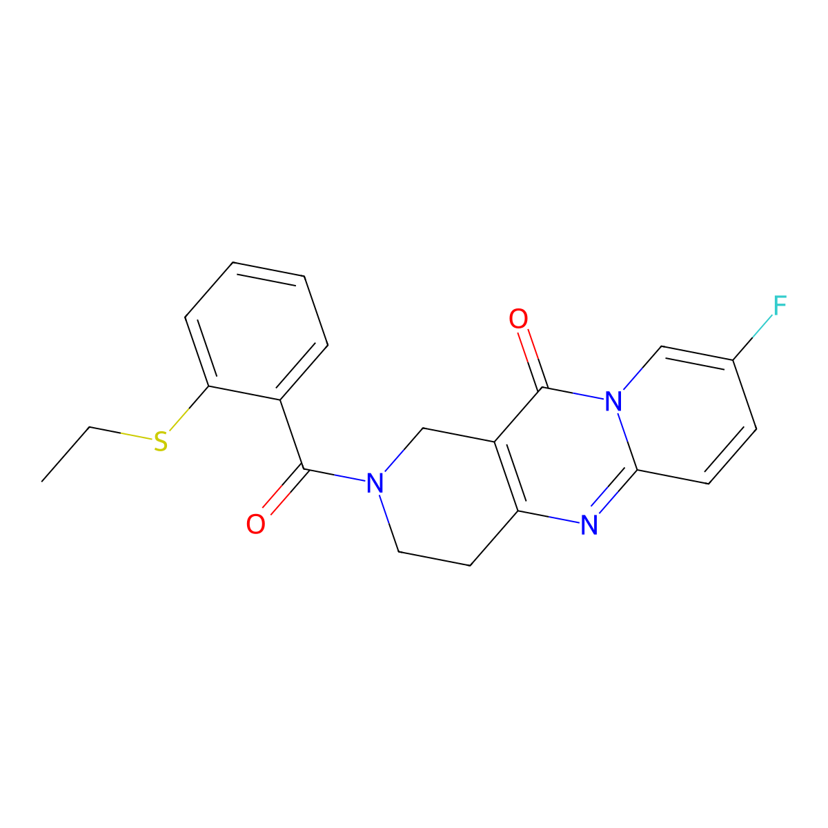2-(2-(ethylthio)benzoyl)-8-fluoro-3,4-dihydro-1H-dipyrido[1,2-a:4',3'-d]pyrimidin-11(2H)-one molecular structure, CAS 2034533-36-1