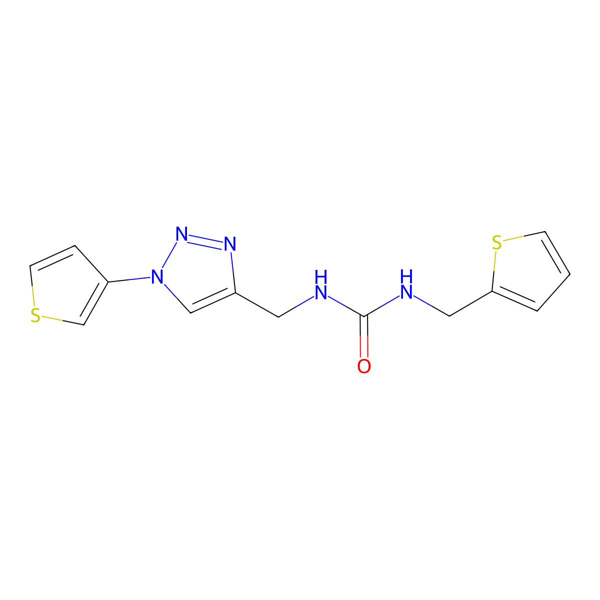 1-(thiophen-2-ylmethyl)-3-((1-(thiophen-3-yl)-1H-1,2,3-triazol-4-yl)methyl)urea molecular structure, CAS 2034533-53-2