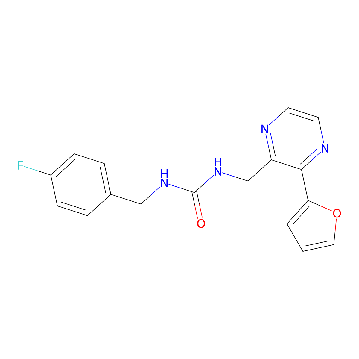 1-(4-Fluorobenzyl)-3-((3-(furan-2-yl)pyrazin-2-yl)methyl)urea molecular structure, CAS 2034533-54-3