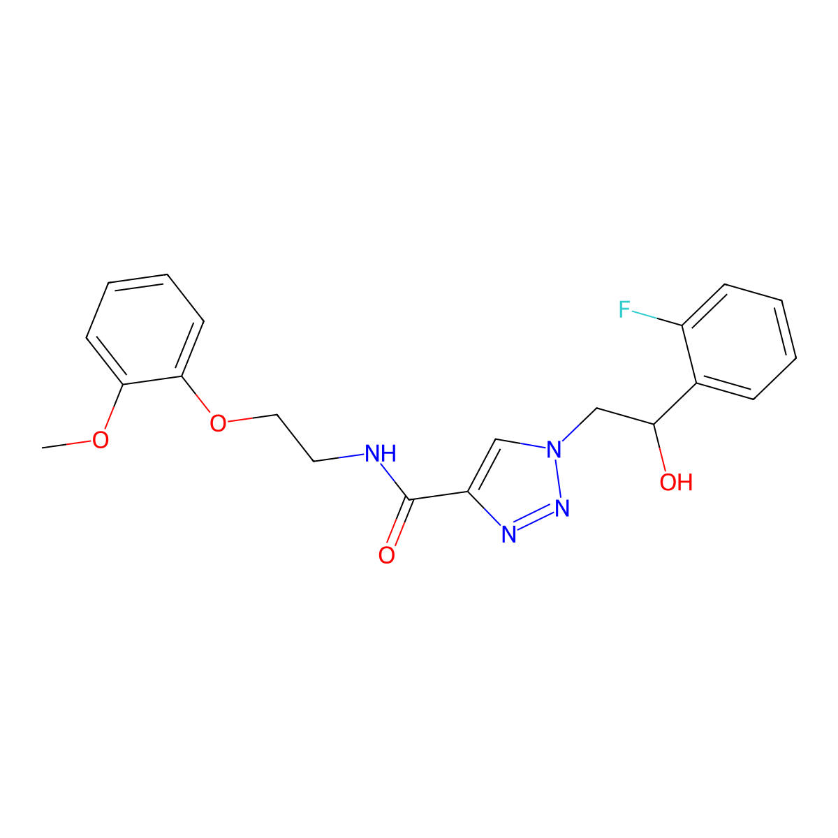 1-[2-(2-fluorophenyl)-2-hydroxyethyl]-N-[2-(2-methoxyphenoxy)ethyl]-1H-1,2,3-triazole-4-carboxamide molecular structure, CAS 2034533-57-6