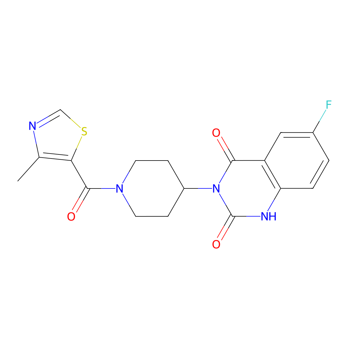 6-fluoro-3-(1-(4-methylthiazole-5-carbonyl)piperidin-4-yl)quinazoline-2,4(1H,3H)-dione molecular structure, CAS 2034533-58-7