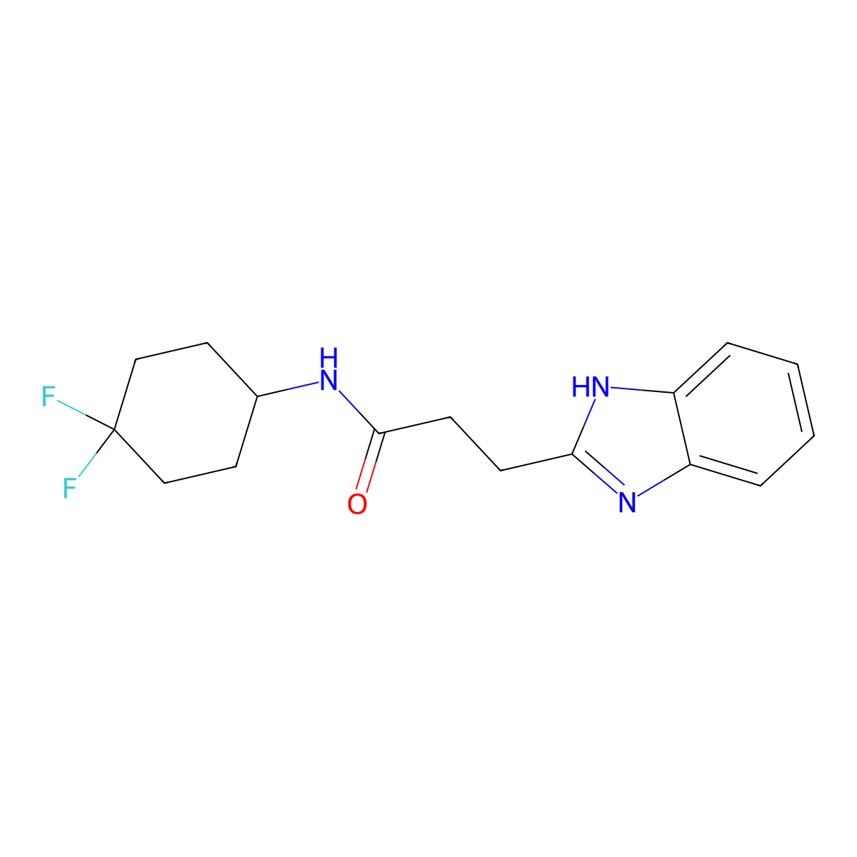 3-(1H-benzo[d]imidazol-2-yl)-N-(4,4-difluorocyclohexyl)propanamide molecular structure, CAS 2034533-65-6