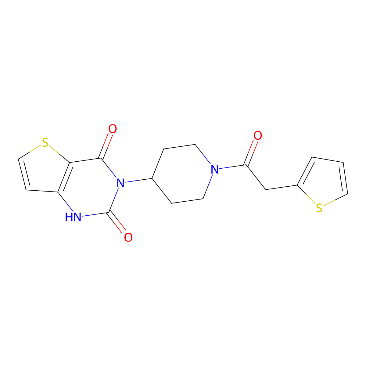 3-(1-(2-(thiophen-2-yl)acetyl)piperidin-4-yl)thieno[3,2-d]pyrimidine-2,4(1H,3H)-dione molecular structure, CAS 2034533-71-4