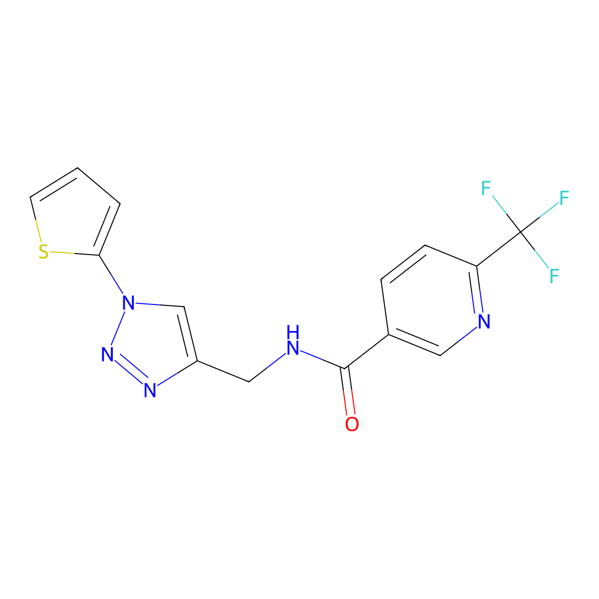 N-((1-(thiophen-2-yl)-1H-1,2,3-triazol-4-yl)methyl)-6-(trifluoromethyl)nicotinamide molecular structure, CAS 2034533-73-6