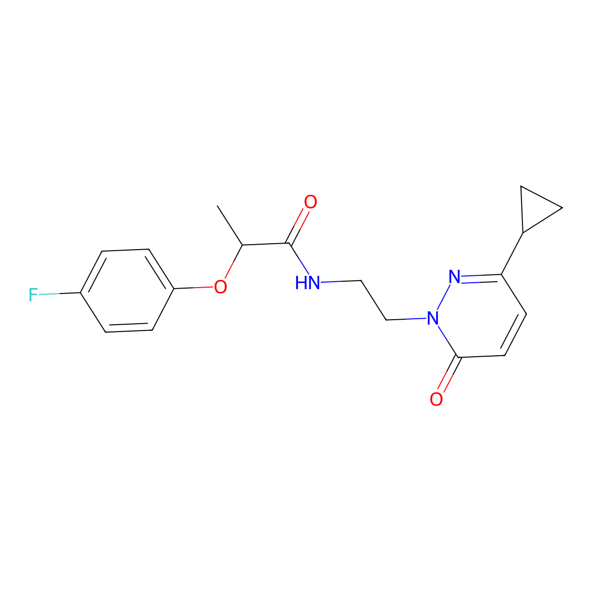 N-(2-(3-cyclopropyl-6-oxopyridazin-1(6H)-yl)ethyl)-2-(4-fluorophenoxy)propanamide molecular structure, CAS 2034533-75-8