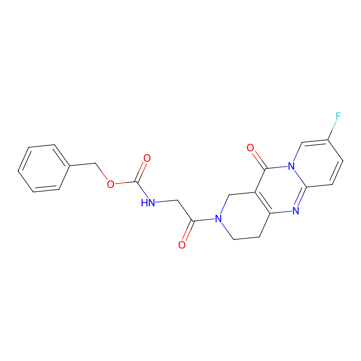 benzyl (2-(8-fluoro-11-oxo-3,4-dihydro-1H-dipyrido[1,2-a:4',3'-d]pyrimidin-2(11H)-yl)-2-oxoethyl)carbamate molecular structure, CAS 2034533-76-9