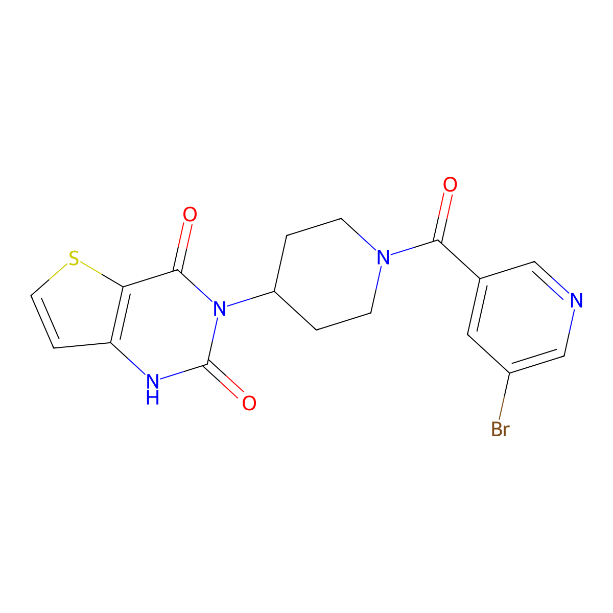 3-(1-(5-bromonicotinoyl)piperidin-4-yl)thieno[3,2-d]pyrimidine-2,4(1H,3H)-dione molecular structure, CAS 2034533-77-0