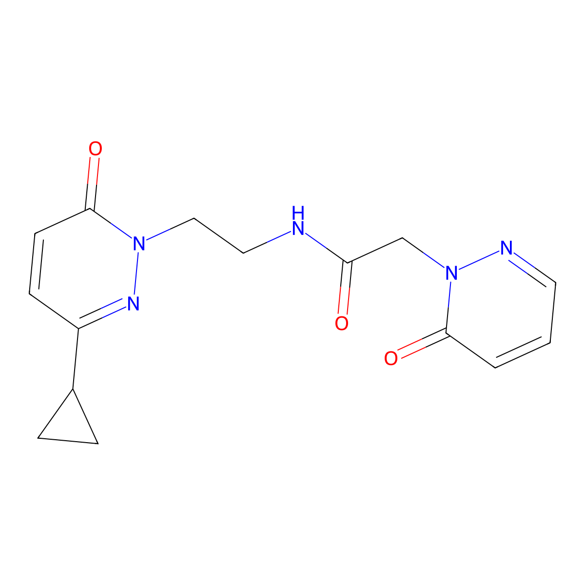 N-(2-(3-cyclopropyl-6-oxopyridazin-1(6H)-yl)ethyl)-2-(6-oxopyridazin-1(6H)-yl)acetamide molecular structure, CAS 2034533-79-2