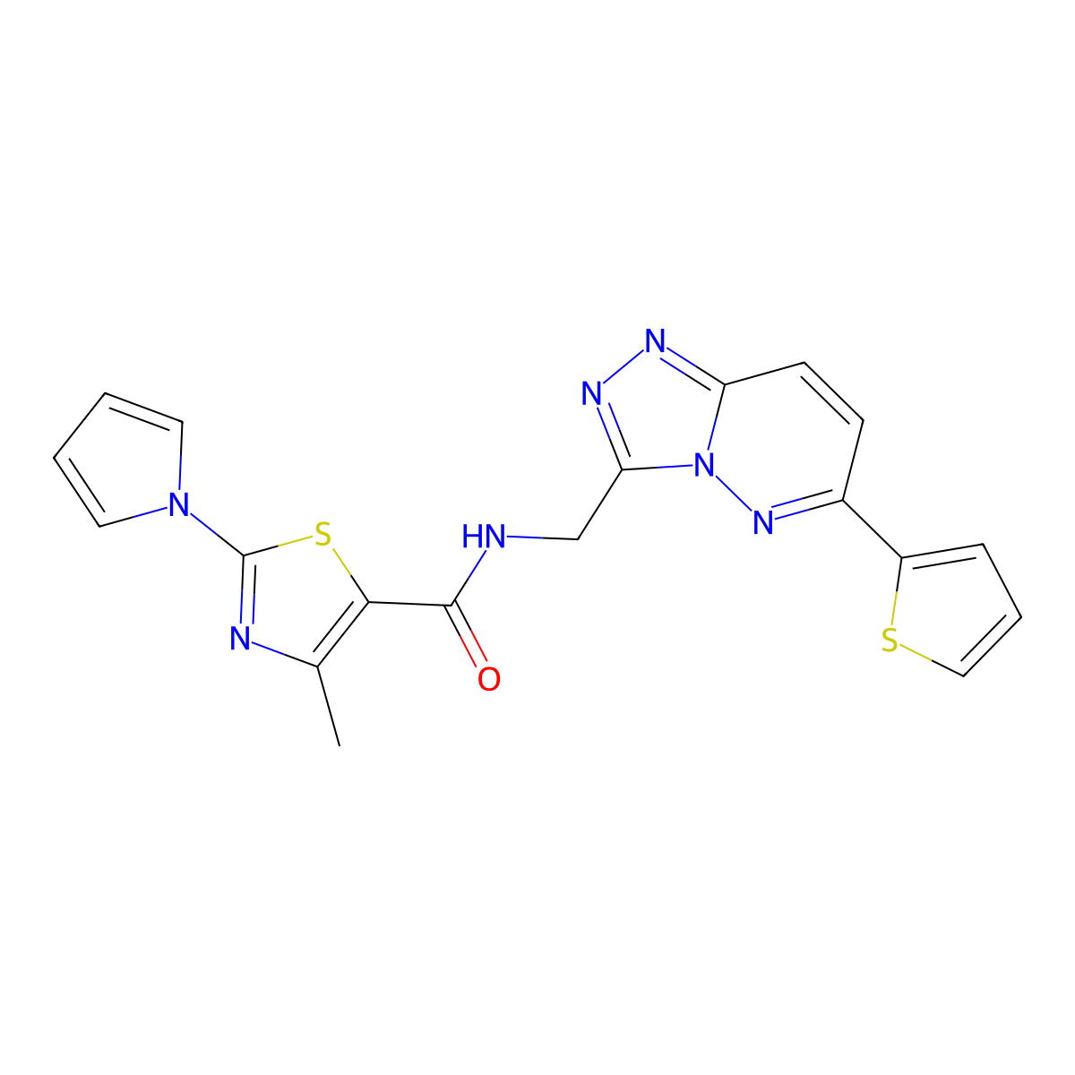 4-methyl-2-(1H-pyrrol-1-yl)-N-((6-(thiophen-2-yl)-[1,2,4]triazolo[4,3-b]pyridazin-3-yl)methyl)thiazole-5-carboxamide molecular structure, CAS 2034533-80-5