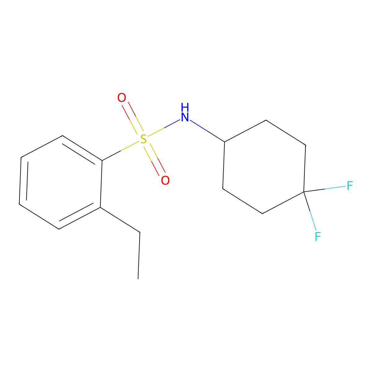 N-(4,4-difluorocyclohexyl)-2-ethylbenzenesulfonamide molecular structure, CAS 2034533-81-6