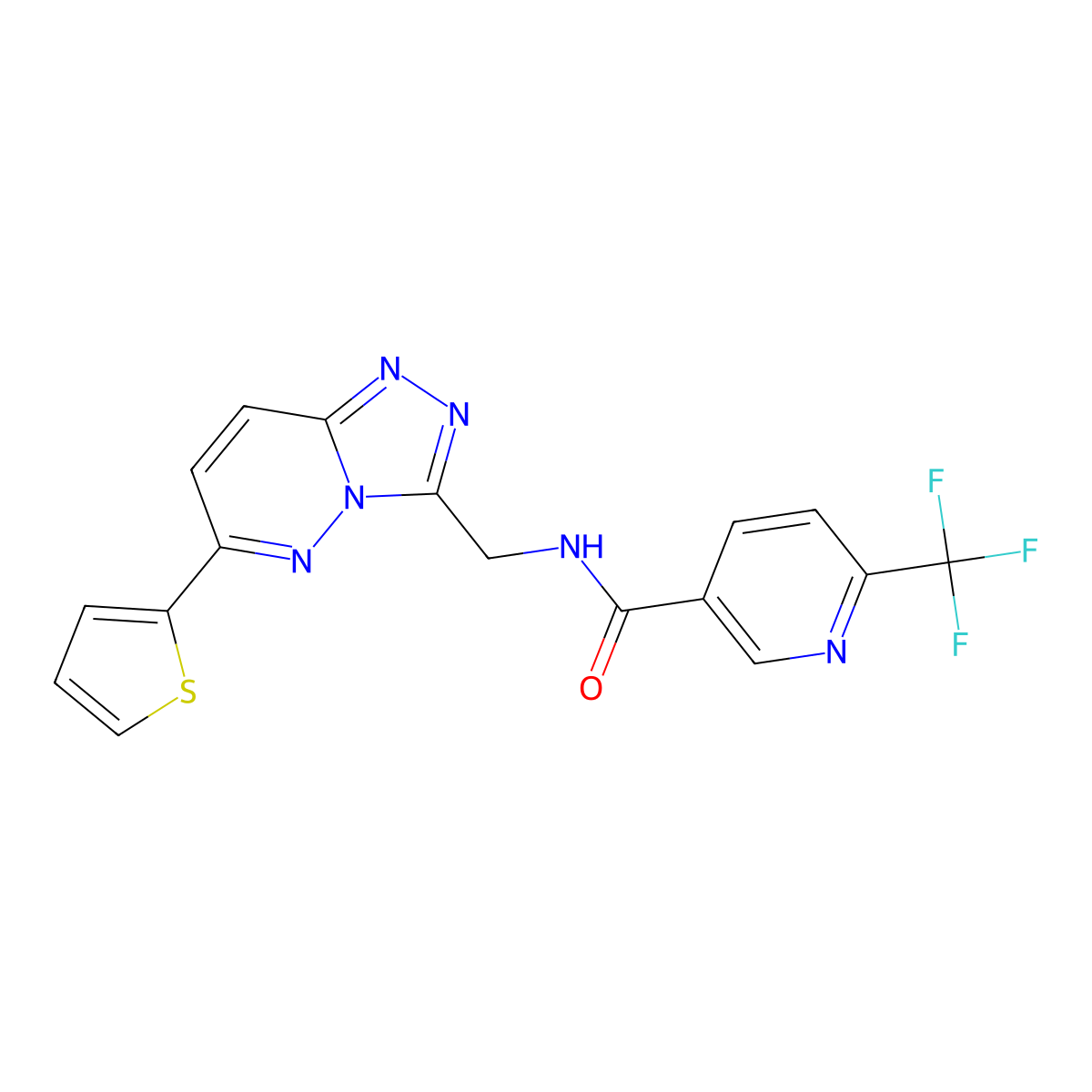 N-((6-(thiophen-2-yl)-[1,2,4]triazolo[4,3-b]pyridazin-3-yl)methyl)-6-(trifluoromethyl)nicotinamide molecular structure, CAS 2034533-85-0