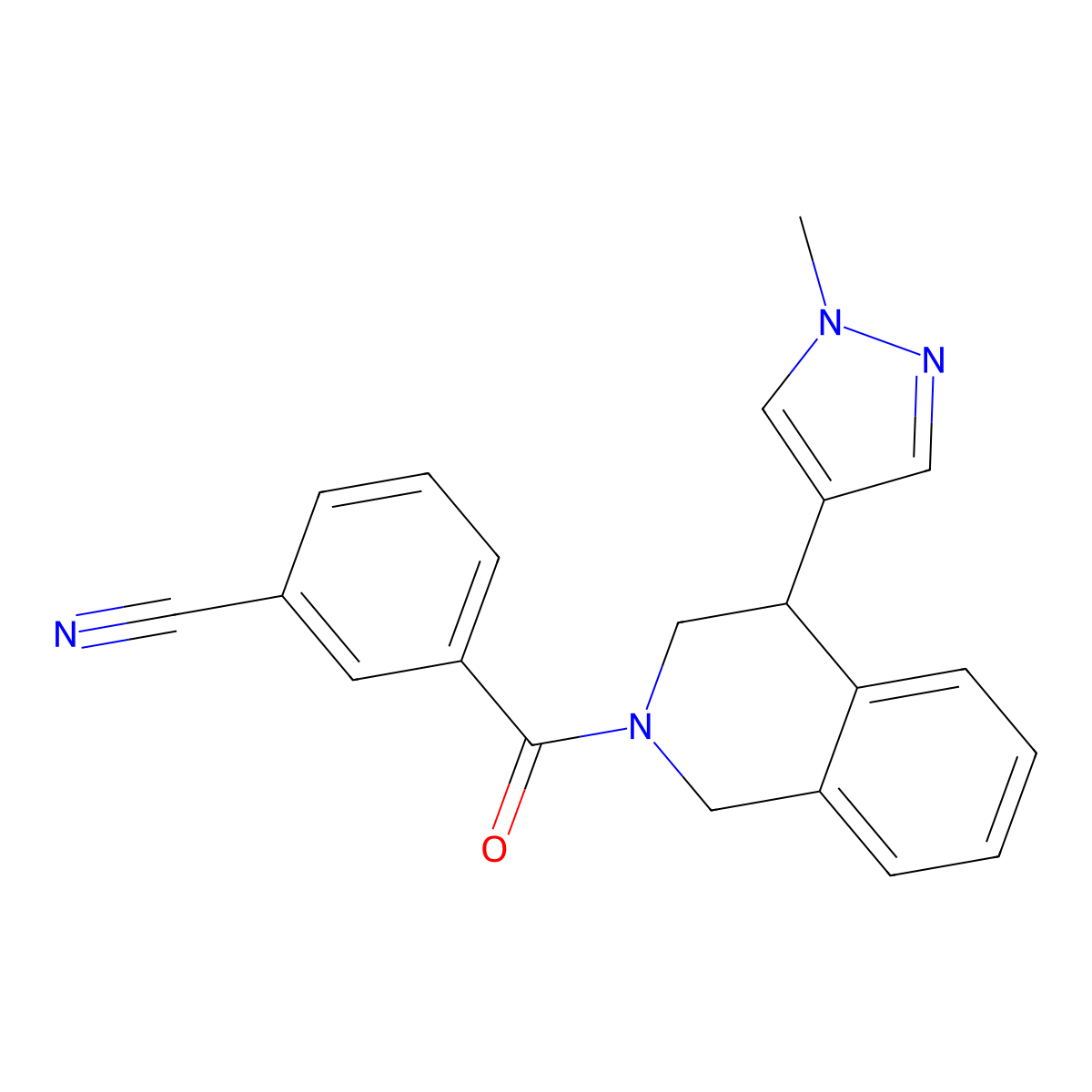 3-[4-(1-methyl-1H-pyrazol-4-yl)-1,2,3,4-tetrahydroisoquinoline-2-carbonyl]benzonitrile molecular structure, CAS 2034533-89-4