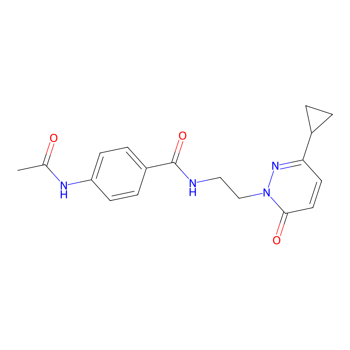 4-acetamido-N-(2-(3-cyclopropyl-6-oxopyridazin-1(6H)-yl)ethyl)benzamide molecular structure, CAS 2034533-90-7