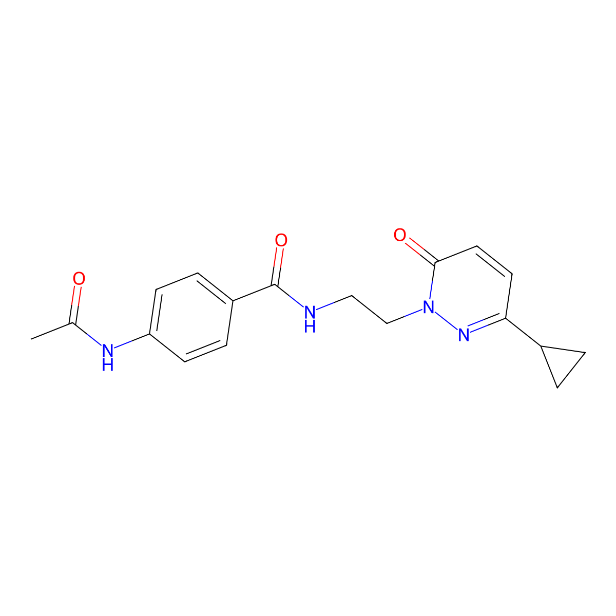 4-acetamido-N-(2-(3-cyclopropyl-6-oxopyridazin-1(6H)-yl)ethyl)benzamide molecular structure, CAS 2034533-90-7