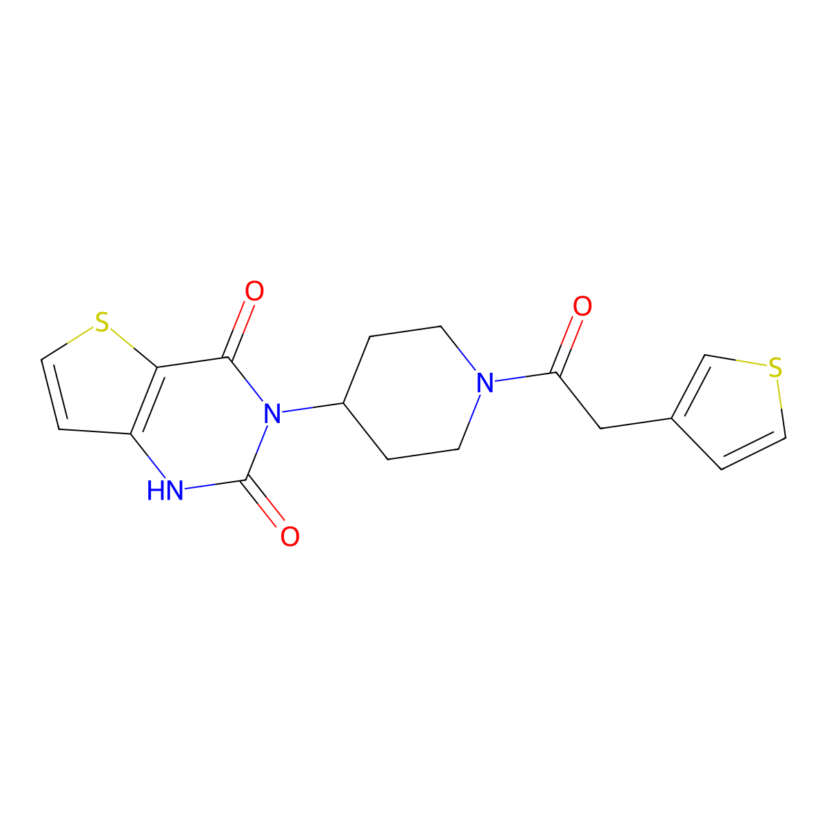 3-(1-(2-(thiophen-3-yl)acetyl)piperidin-4-yl)thieno[3,2-d]pyrimidine-2,4(1H,3H)-dione molecular structure, CAS 2034533-93-0
