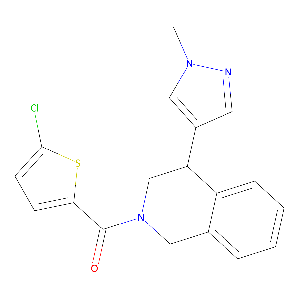 (5-chlorothiophen-2-yl)(4-(1-methyl-1H-pyrazol-4-yl)-3,4-dihydroisoquinolin-2(1H)-yl)methanone molecular structure, CAS 2034533-94-1