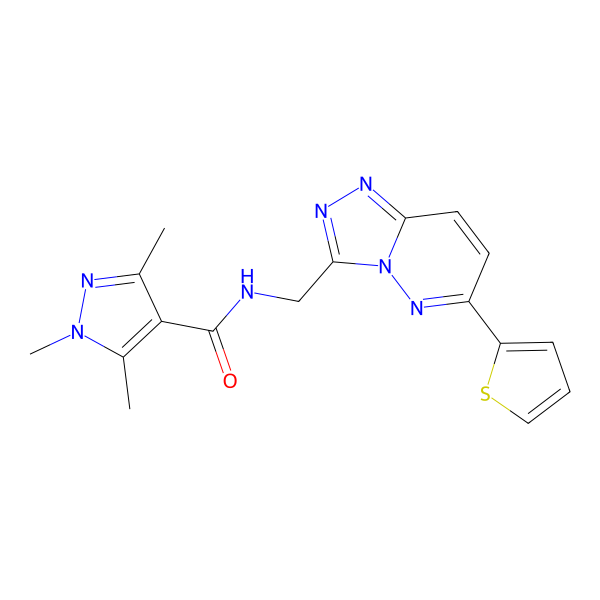 1,3,5-trimethyl-N-{[6-(thiophen-2-yl)-[1,2,4]triazolo[4,3-b]pyridazin-3-yl]methyl}-1H-pyrazole-4-carboxamide molecular structure, CAS 2034533-99-6