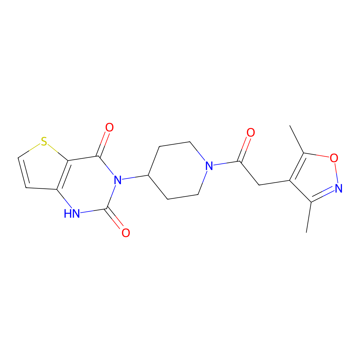 3-(1-(2-(3,5-dimethylisoxazol-4-yl)acetyl)piperidin-4-yl)thieno[3,2-d]pyrimidine-2,4(1H,3H)-dione molecular structure, CAS 2034534-02-4
