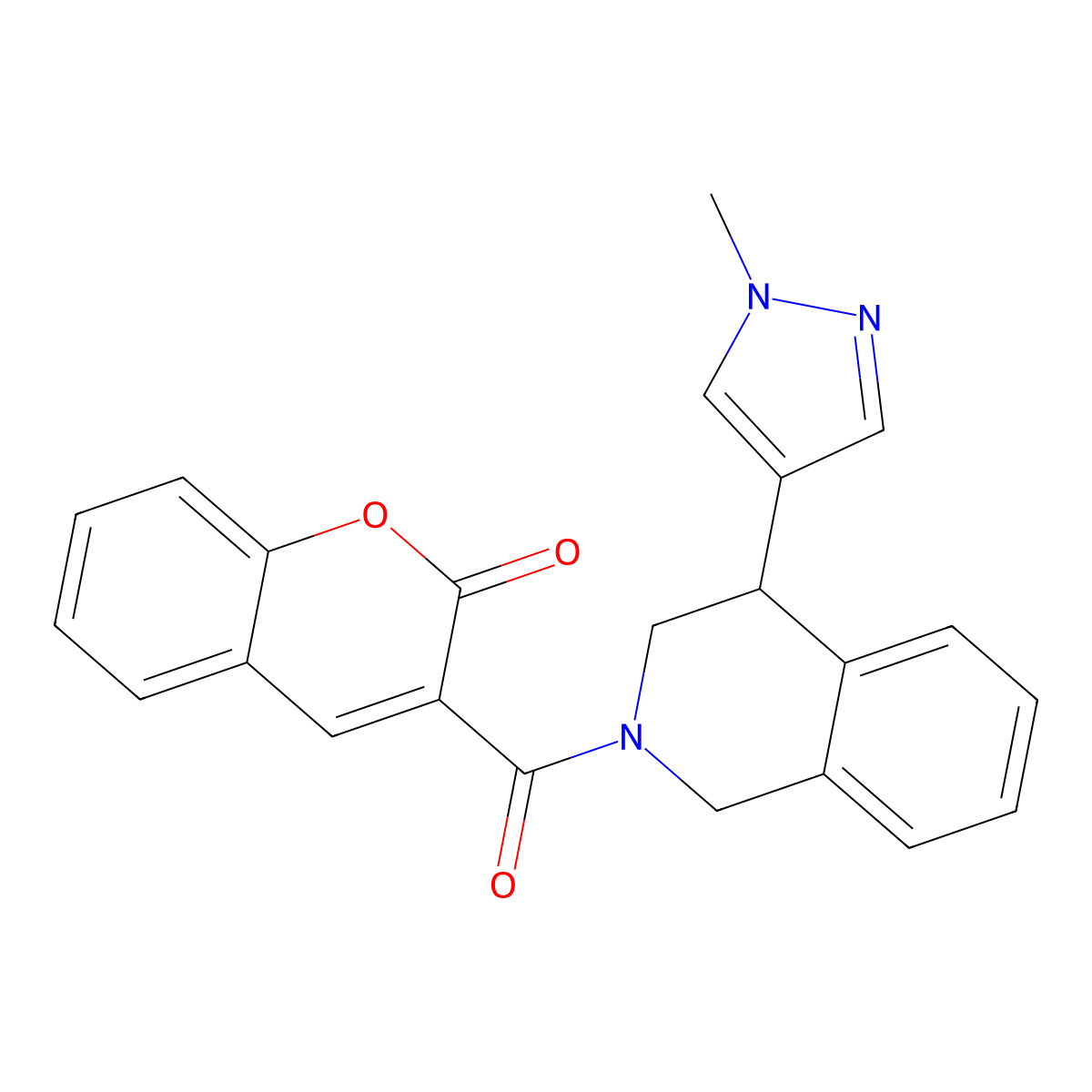 3-(4-(1-methyl-1H-pyrazol-4-yl)-1,2,3,4-tetrahydroisoquinoline-2-carbonyl)-2H-chromen-2-one molecular structure, CAS 2034534-03-5