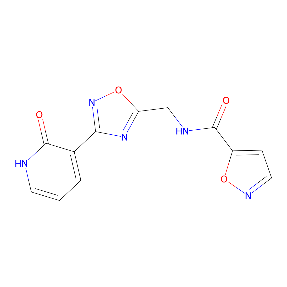N-((3-(2-oxo-1,2-dihydropyridin-3-yl)-1,2,4-oxadiazol-5-yl)methyl)isoxazole-5-carboxamide molecular structure, CAS 2034534-04-6