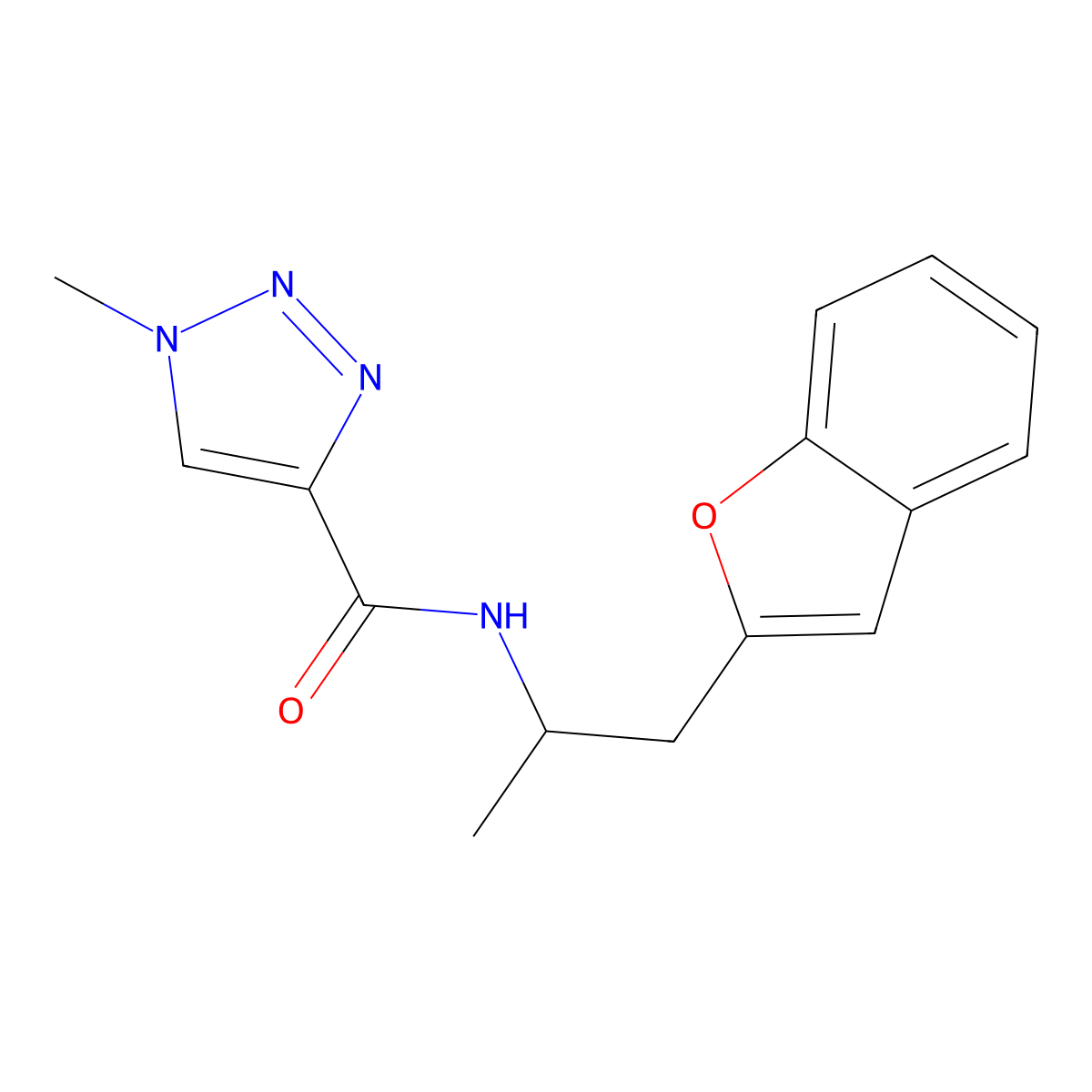 N-(1-(benzofuran-2-yl)propan-2-yl)-1-methyl-1H-1,2,3-triazole-4-carboxamide molecular structure, CAS 2034534-11-5