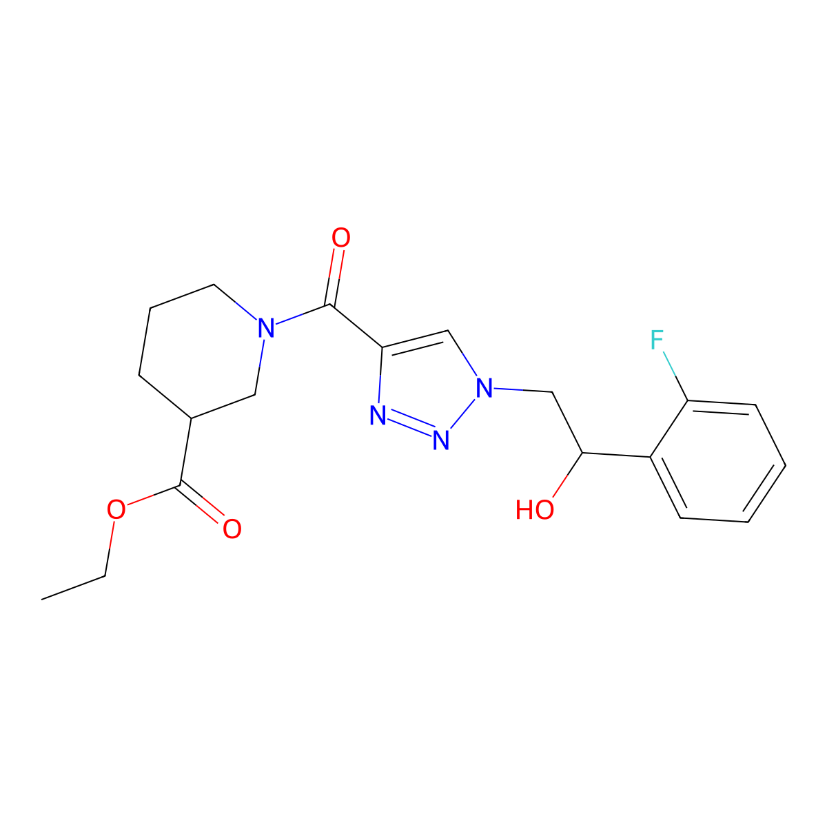 ethyl 1-{1-[2-(2-fluorophenyl)-2-hydroxyethyl]-1H-1,2,3-triazole-4-carbonyl}piperidine-3-carboxylate molecular structure, CAS 2034534-17-1