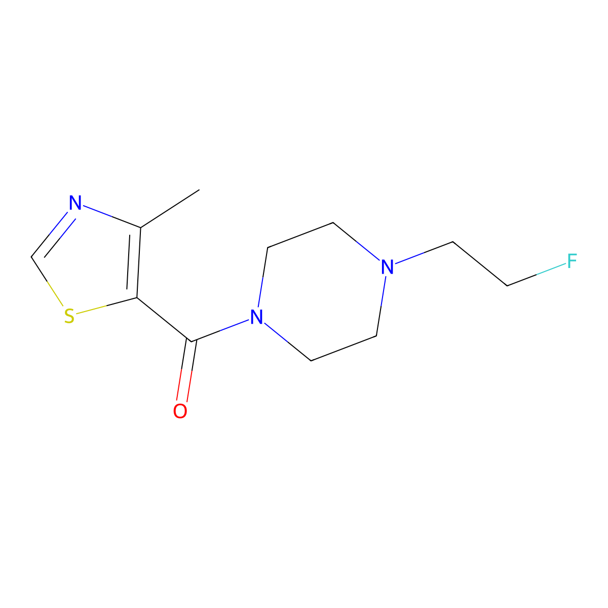(4-(2-Fluoroethyl)piperazin-1-yl)(4-methylthiazol-5-yl)methanone molecular structure, CAS 2034534-19-3