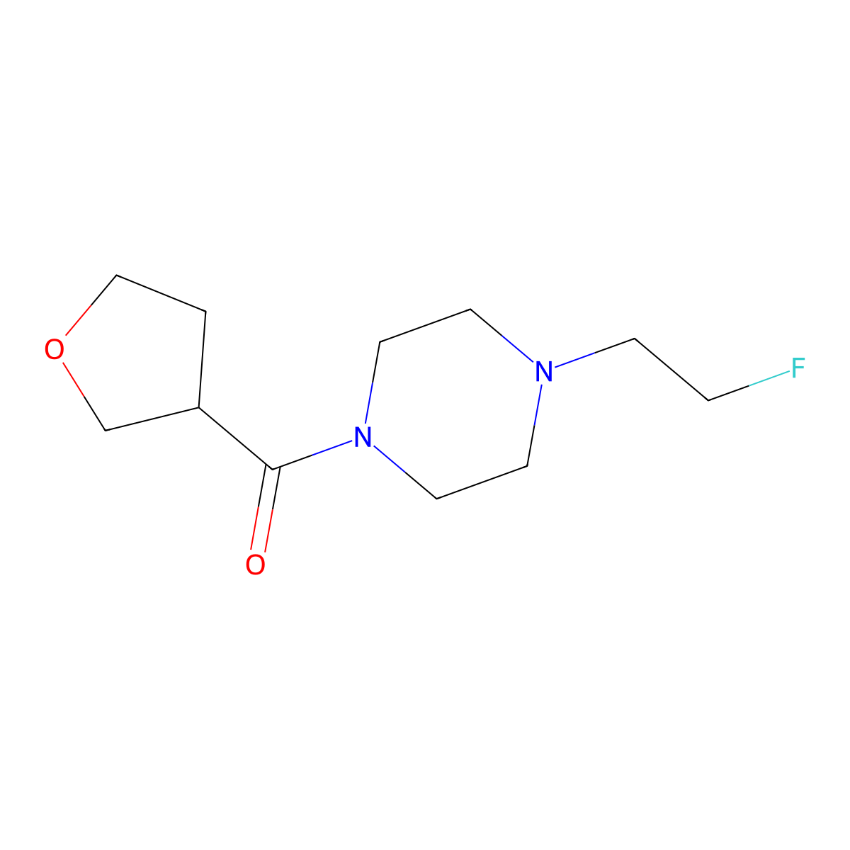 (4-(2-Fluoroethyl)piperazin-1-yl)(tetrahydrofuran-3-yl)methanone molecular structure, CAS 2034534-26-2