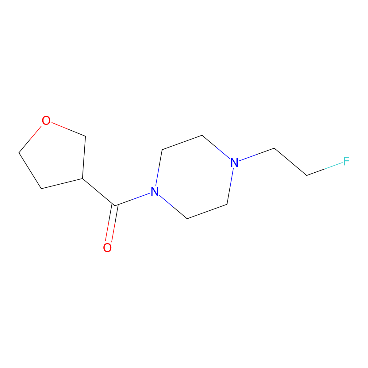 (4-(2-Fluoroethyl)piperazin-1-yl)(tetrahydrofuran-3-yl)methanone molecular structure, CAS 2034534-26-2