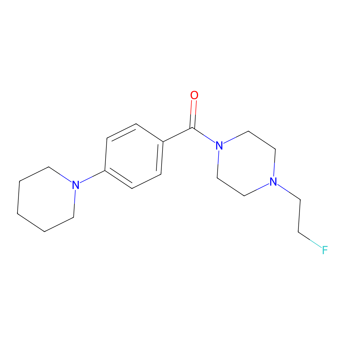 (4-(2-Fluoroethyl)piperazin-1-yl)(4-(piperidin-1-yl)phenyl)methanone molecular structure, CAS 2034534-32-0