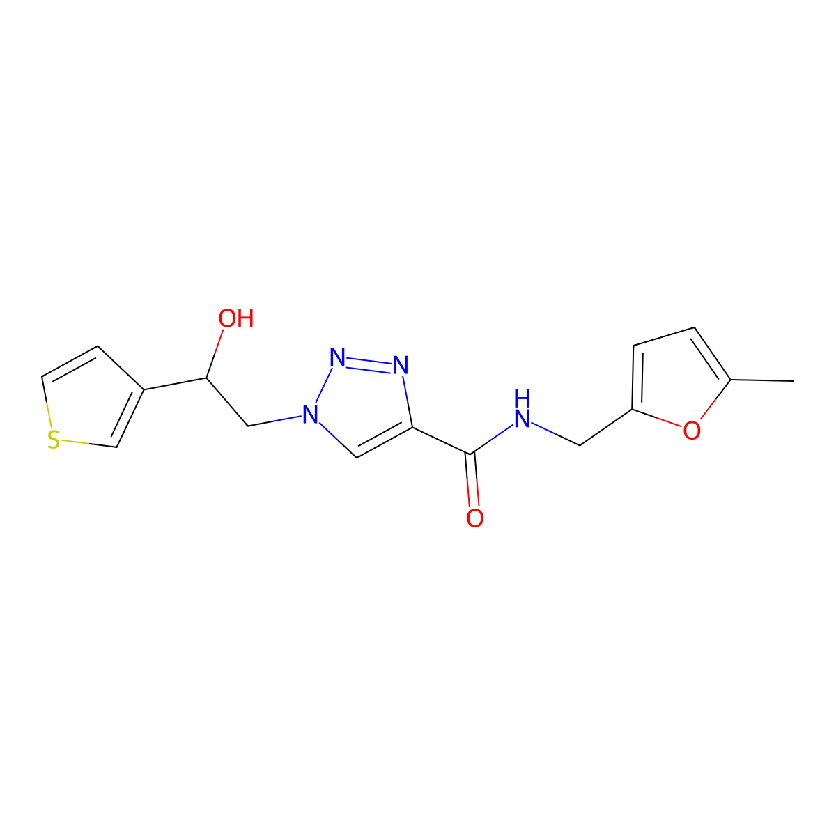 1-[2-hydroxy-2-(thiophen-3-yl)ethyl]-N-[(5-methylfuran-2-yl)methyl]-1H-1,2,3-triazole-4-carboxamide molecular structure, CAS 2034534-33-1
