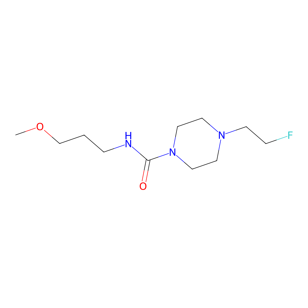 4-(2-fluoroethyl)-N-(3-methoxypropyl)piperazine-1-carboxamide molecular structure, CAS 2034534-40-0