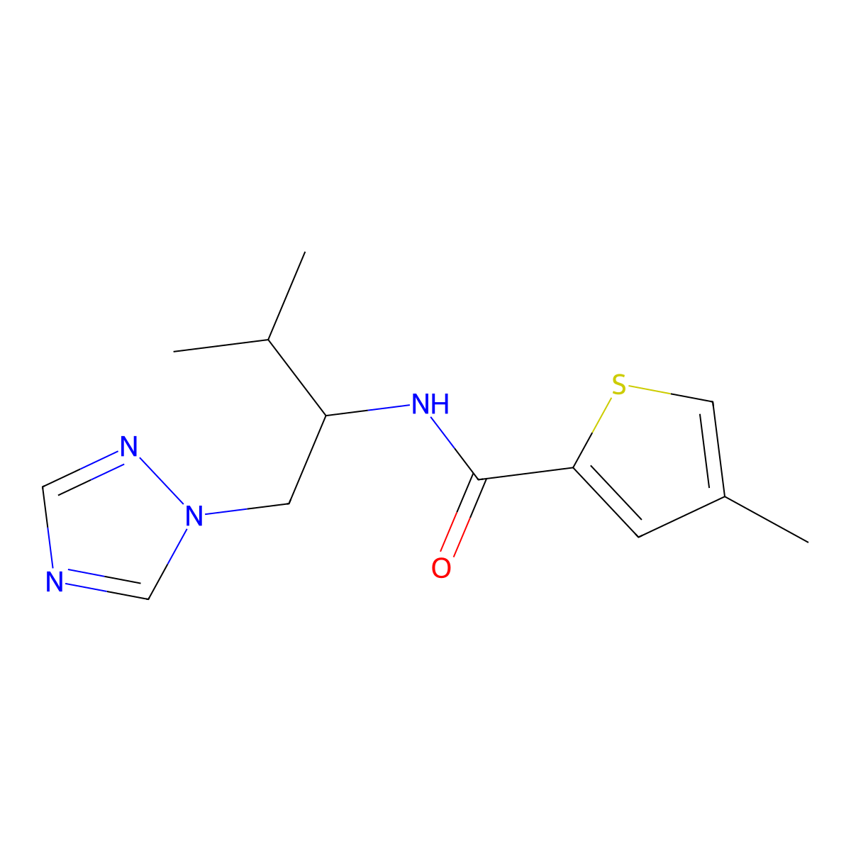 4-methyl-N-[3-methyl-1-(1H-1,2,4-triazol-1-yl)butan-2-yl]thiophene-2-carboxamide molecular structure, CAS 2034534-47-7
