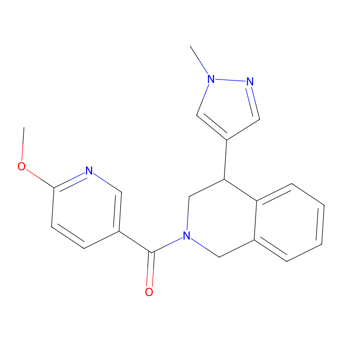 (6-methoxypyridin-3-yl)(4-(1-methyl-1H-pyrazol-4-yl)-3,4-dihydroisoquinolin-2(1H)-yl)methanone molecular structure, CAS 2034534-51-3