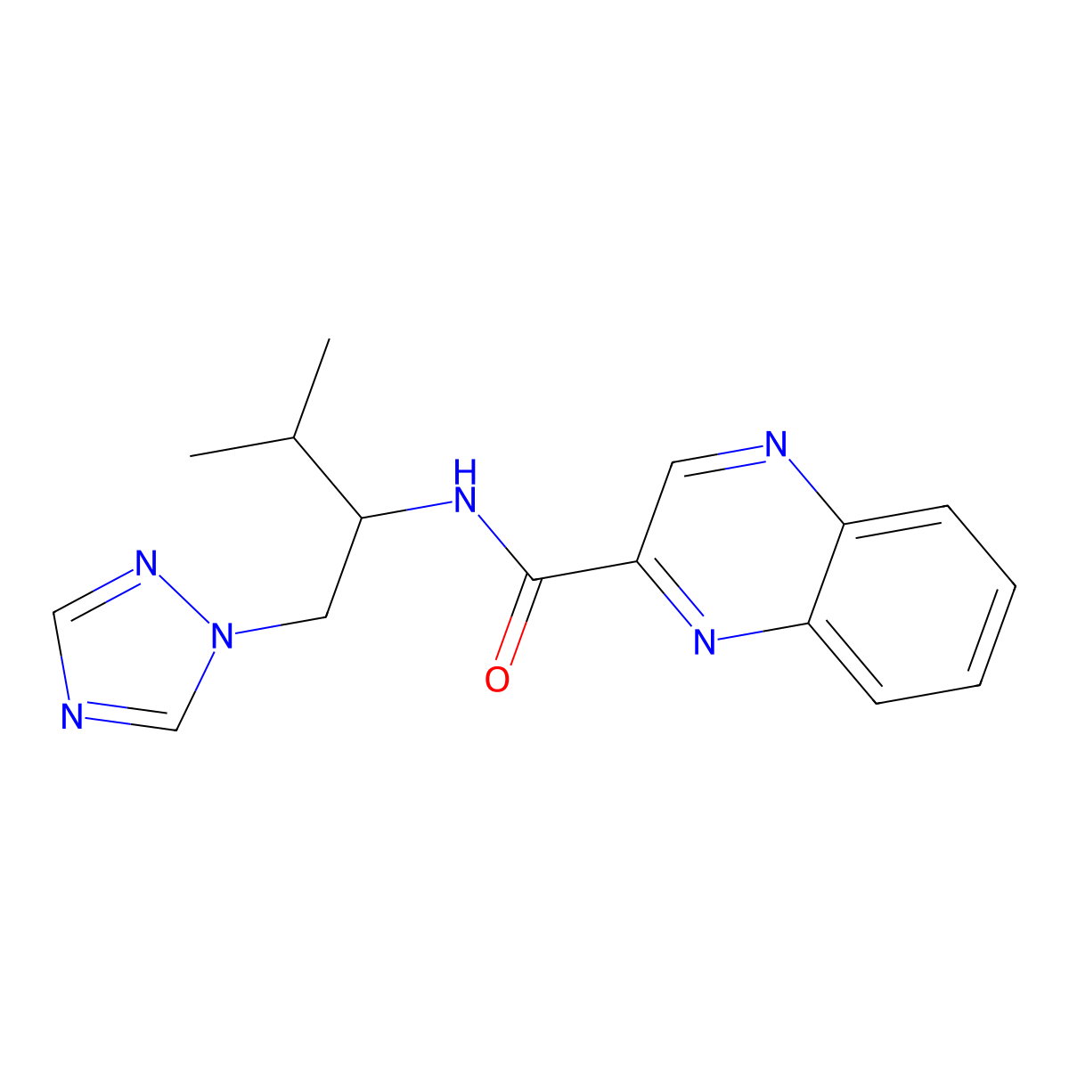 N-[3-methyl-1-(1H-1,2,4-triazol-1-yl)butan-2-yl]quinoxaline-2-carboxamide molecular structure, CAS 2034534-52-4