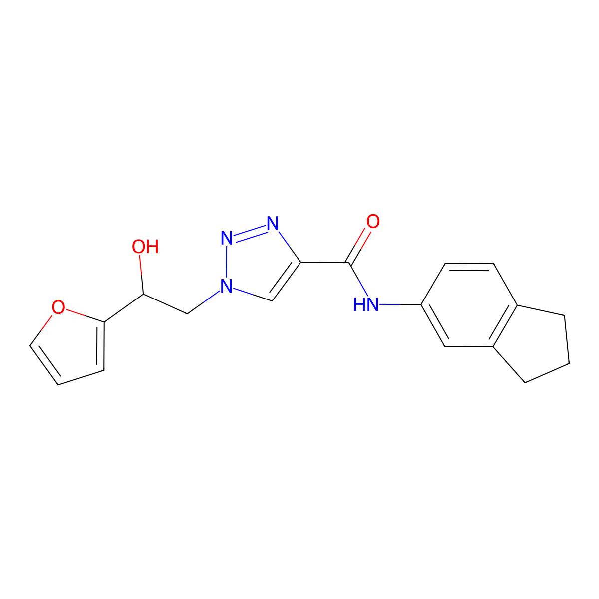 N-(2,3-dihydro-1H-inden-5-yl)-1-[2-(furan-2-yl)-2-hydroxyethyl]-1H-1,2,3-triazole-4-carboxamide molecular structure, CAS 2034534-53-5