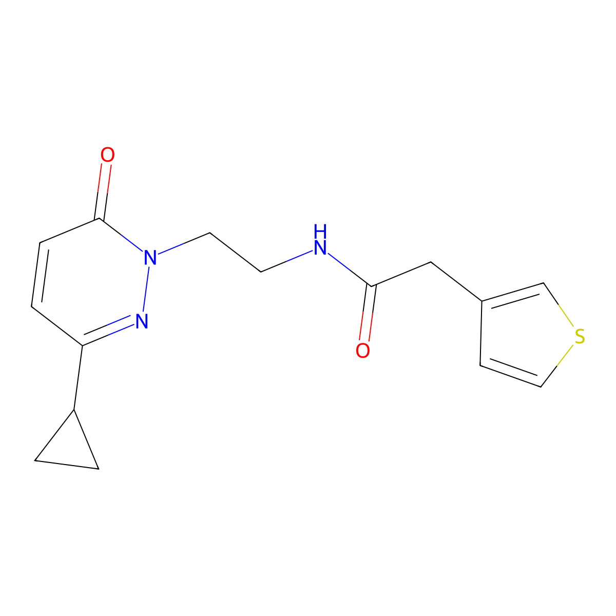 N-(2-(3-cyclopropyl-6-oxopyridazin-1(6H)-yl)ethyl)-2-(thiophen-3-yl)acetamide molecular structure, CAS 2034534-54-6