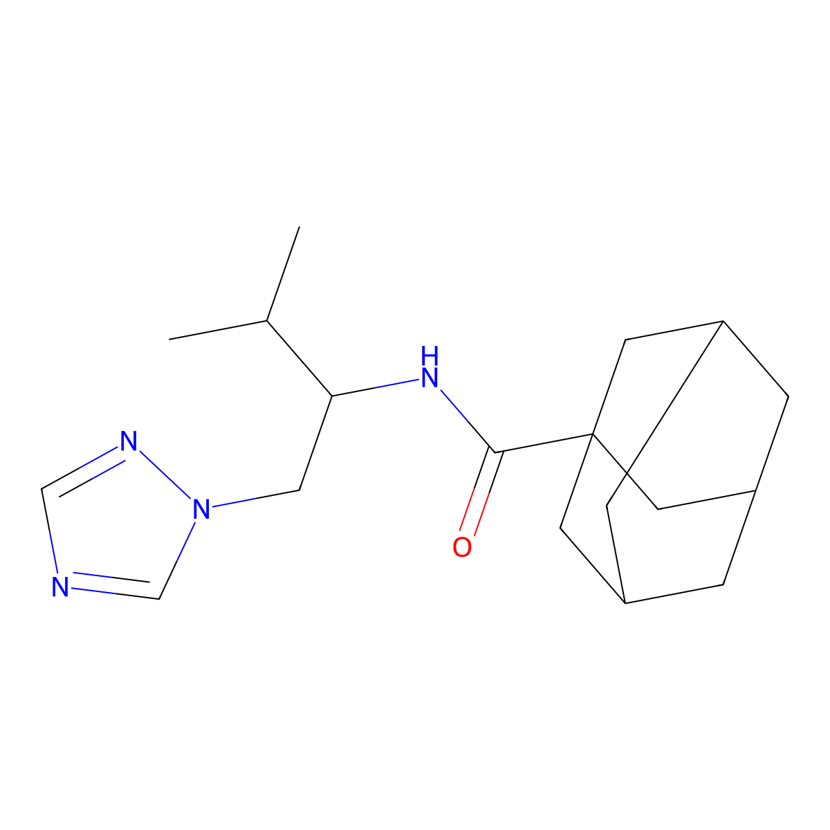 N-[3-methyl-1-(1H-1,2,4-triazol-1-yl)butan-2-yl]adamantane-1-carboxamide molecular structure, CAS 2034534-59-1