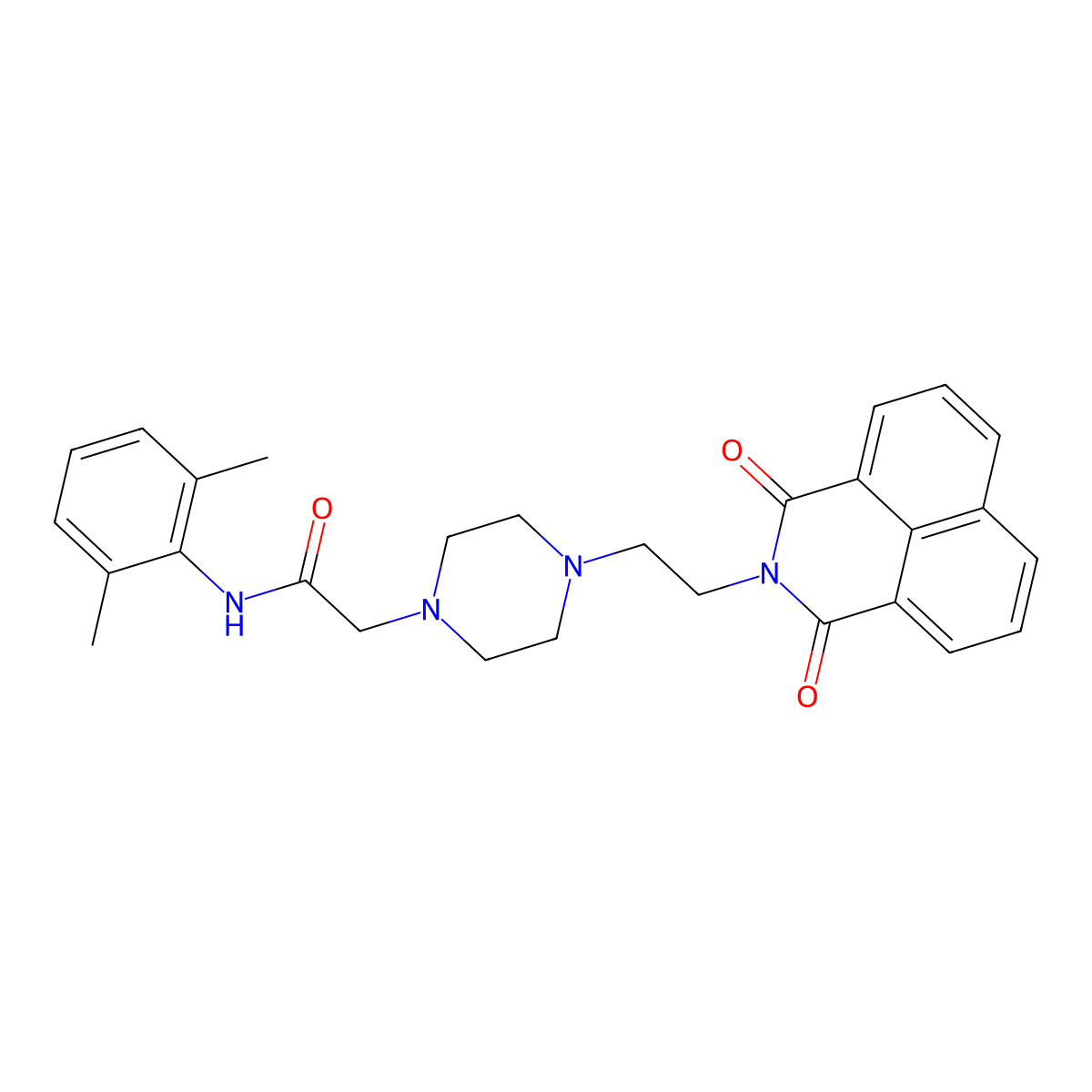 N-(2,6-dimethylphenyl)-2-(4-(2-(1,3-dioxo-1H-benzo[de]isoquinolin-2(3H)-yl)ethyl)piperazin-1-yl)acetamide molecular structure, CAS 2034534-64-8