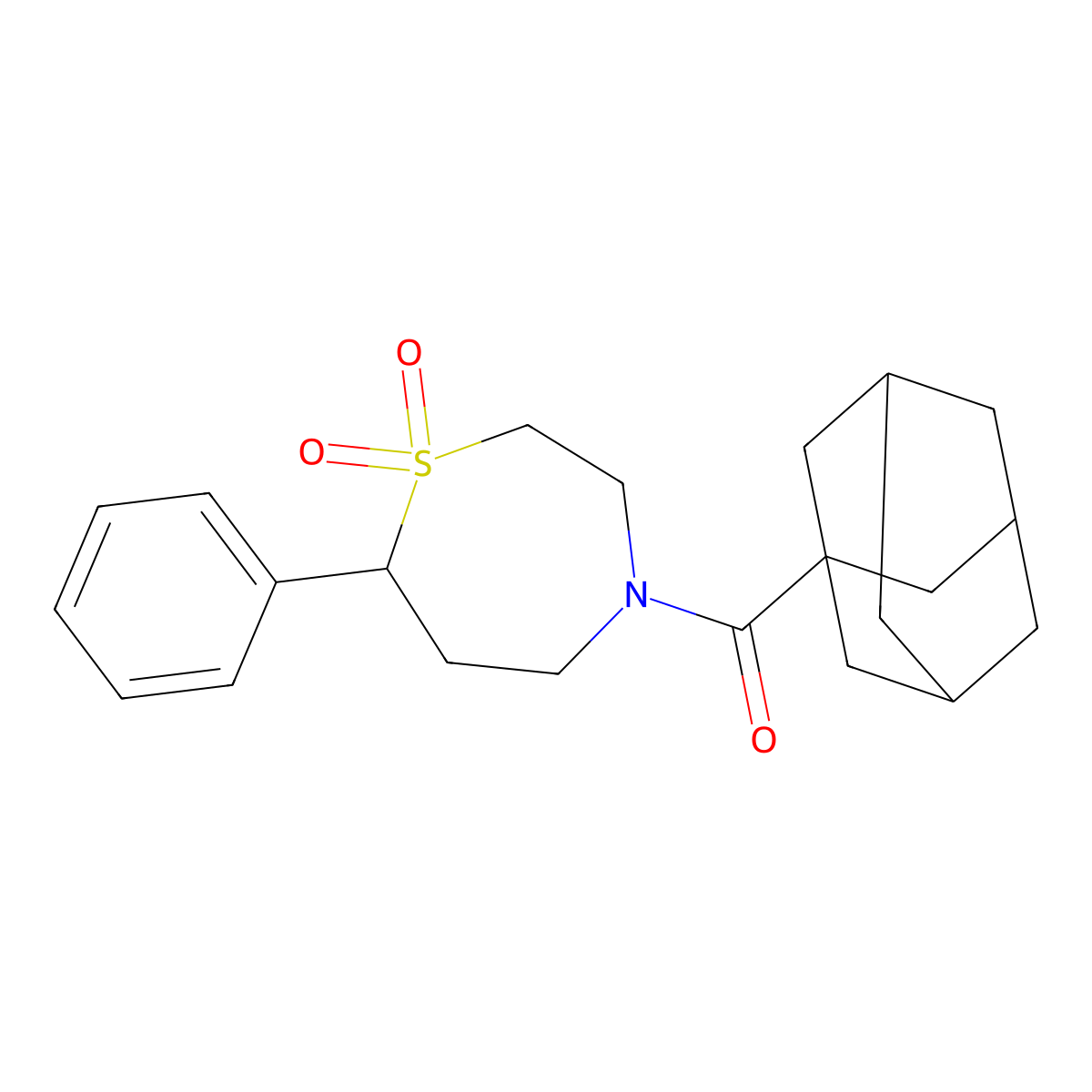 4-(Adamantane-1-carbonyl)-7-phenyl-1lambda6,4-thiazepane-1,1-dione molecular structure, CAS 2034534-66-0