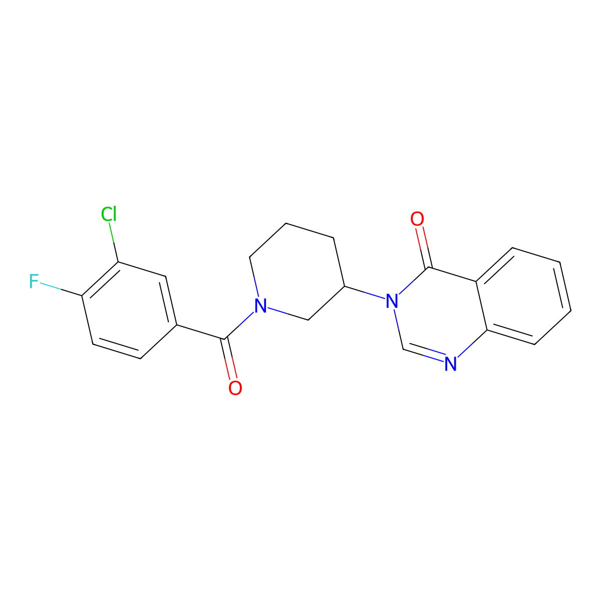 3-(1-(3-chloro-4-fluorobenzoyl)piperidin-3-yl)quinazolin-4(3H)-one molecular structure, CAS 2034534-75-1