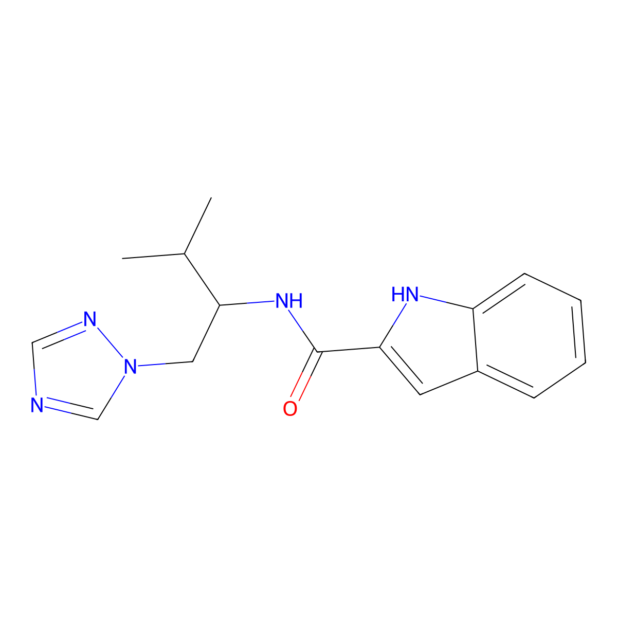 N-[3-methyl-1-(1H-1,2,4-triazol-1-yl)butan-2-yl]-1H-indole-2-carboxamide molecular structure, CAS 2034534-76-2