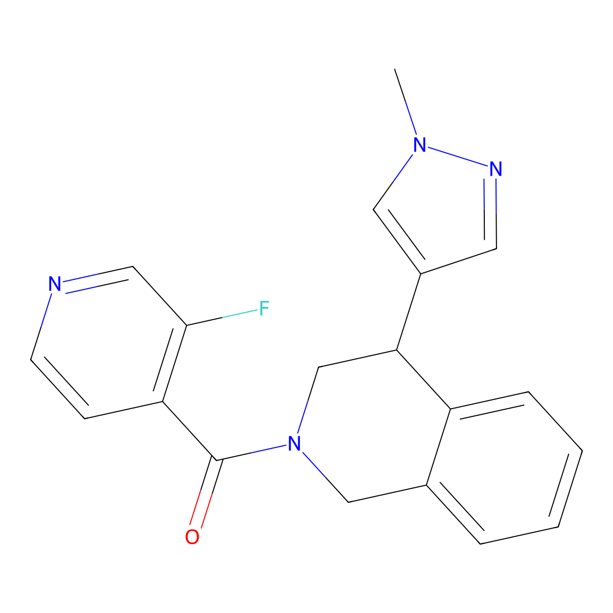 (3-fluoropyridin-4-yl)(4-(1-methyl-1H-pyrazol-4-yl)-3,4-dihydroisoquinolin-2(1H)-yl)methanone molecular structure, CAS 2034534-78-4