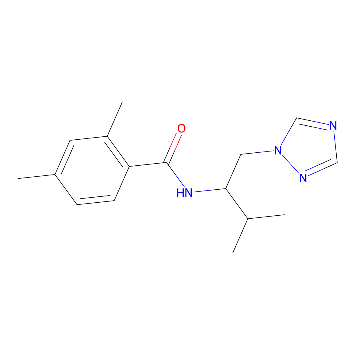 2,4-dimethyl-N-[3-methyl-1-(1H-1,2,4-triazol-1-yl)butan-2-yl]benzamide molecular structure, CAS 2034534-87-5