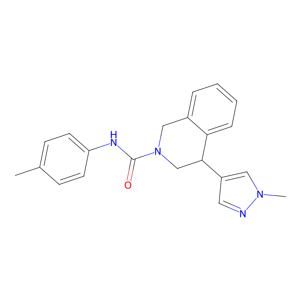 4-(1-methyl-1H-pyrazol-4-yl)-N-(p-tolyl)-3,4-dihydroisoquinoline-2(1H)-carboxamide molecular structure, CAS 2034534-88-6