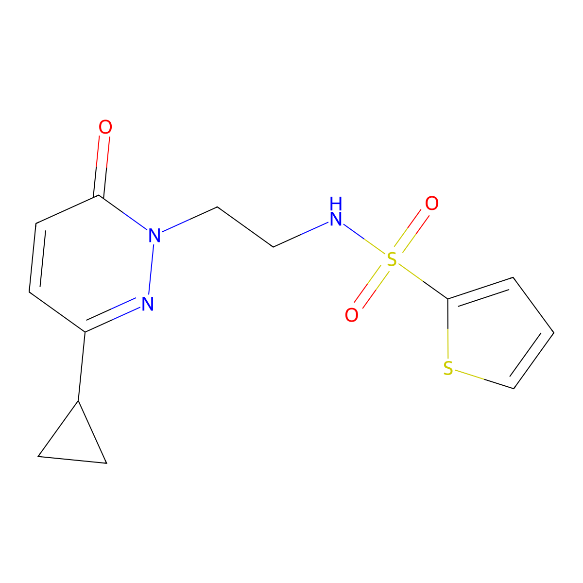 N-(2-(3-cyclopropyl-6-oxopyridazin-1(6H)-yl)ethyl)thiophene-2-sulfonamide molecular structure, CAS 2034534-95-5