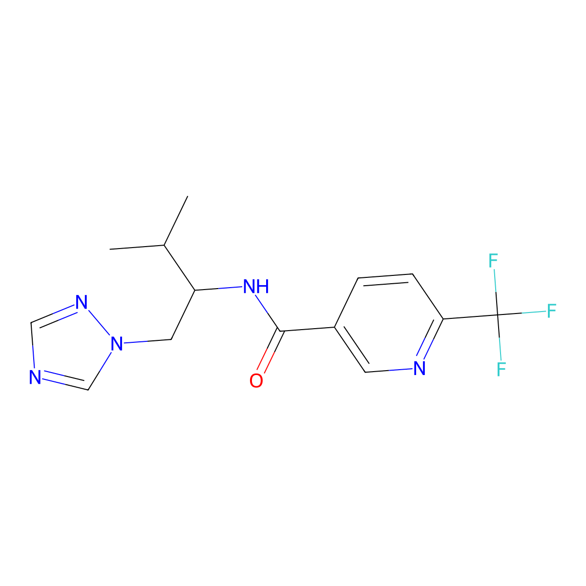 N-(3-methyl-1-(1H-1,2,4-triazol-1-yl)butan-2-yl)-6-(trifluoromethyl)nicotinamide molecular structure, CAS 2034534-99-9