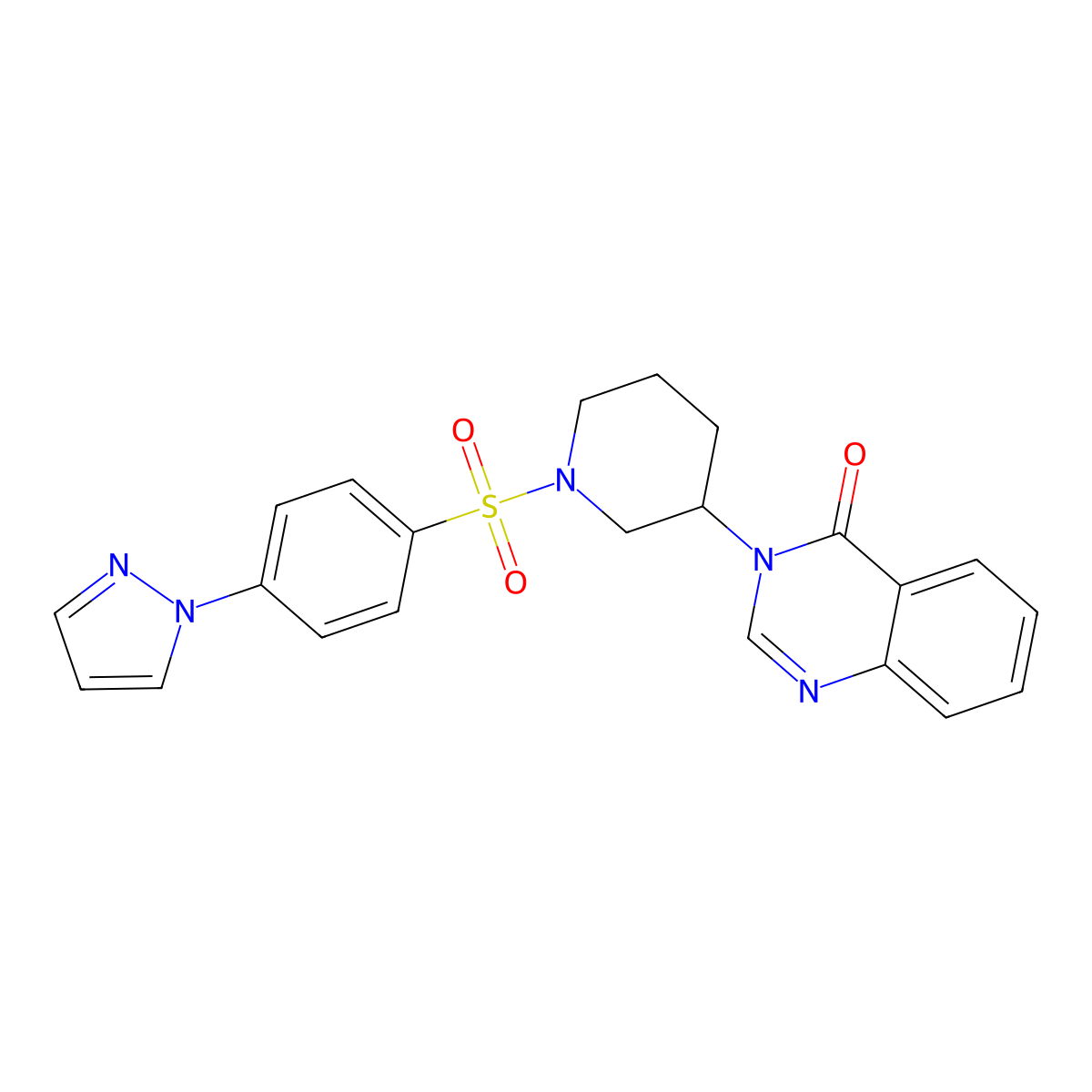3-(1-((4-(1H-pyrazol-1-yl)phenyl)sulfonyl)piperidin-3-yl)quinazolin-4(3H)-one molecular structure, CAS 2034535-07-2